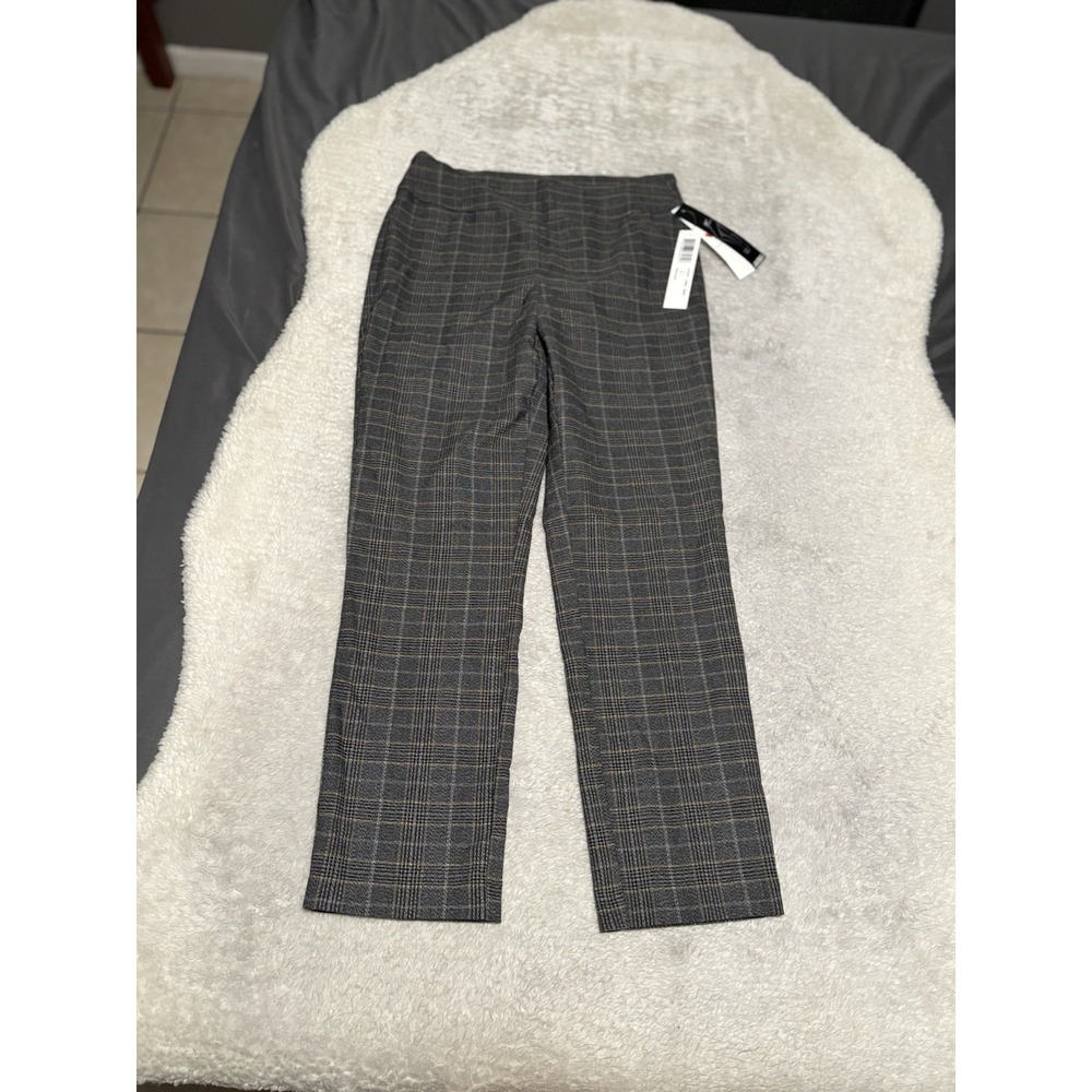 New Tribal Women's Pull On Plaid Straight Ankle Pants Size 8‎ Gray NWT